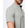 imageJMIERR Mens Short Sleeve Linen Henley Shirts Casual Button Down Shirt Summer Beach Wear with PocketLaurel Green