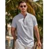 imageJMIERR Mens Short Sleeve Linen Henley Shirts Casual Button Down Shirt Summer Beach Wear with PocketLight Grey