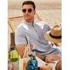 imageJMIERR Mens Short Sleeve Linen Henley Shirts Casual Button Down Shirt Summer Beach Wear with PocketLight Grey