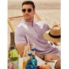 imageJMIERR Mens Short Sleeve Linen Henley Shirts Casual Button Down Shirt Summer Beach Wear with PocketLight Pink