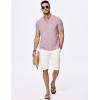 imageJMIERR Mens Short Sleeve Linen Henley Shirts Casual Button Down Shirt Summer Beach Wear with PocketLight Pink