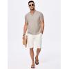 imageJMIERR Mens Short Sleeve Linen Henley Shirts Casual Button Down Shirt Summer Beach Wear with PocketParchment