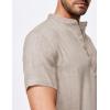 imageJMIERR Mens Short Sleeve Linen Henley Shirts Casual Button Down Shirt Summer Beach Wear with PocketParchment