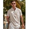 imageJMIERR Mens Short Sleeve Linen Henley Shirts Casual Button Down Shirt Summer Beach Wear with PocketParchment