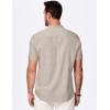 imageJMIERR Mens Short Sleeve Linen Henley Shirts Casual Button Down Shirt Summer Beach Wear with PocketParchment