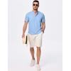 imageJMIERR Mens Short Sleeve Linen Henley Shirts Casual Button Down Shirt Summer Beach Wear with PocketSky Blue