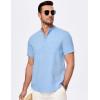 imageJMIERR Mens Short Sleeve Linen Henley Shirts Casual Button Down Shirt Summer Beach Wear with PocketSky Blue