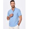 imageJMIERR Mens Short Sleeve Linen Henley Shirts Casual Button Down Shirt Summer Beach Wear with PocketSky Blue