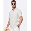 imageJMIERR Mens Short Sleeve Linen Henley Shirts Casual Button Down Shirt Summer Beach Wear with PocketWhite