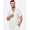 imageJMIERR Mens Short Sleeve Linen Henley Shirts Casual Button Down Shirt Summer Beach Wear with PocketWhite