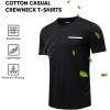 imageJMIERR Mens TShirt Cotton Crewneck Basic Tee Casual Short Sleeve Shirts Active Quick Dry 3 Pack Tops with PocketBlackBlackBlack