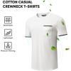 imageJMIERR Mens TShirt Cotton Crewneck Basic Tee Casual Short Sleeve Shirts Active Quick Dry 3 Pack Tops with PocketBlackWhiteLight Grey