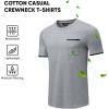 imageJMIERR Mens TShirt Cotton Crewneck Basic Tee Casual Short Sleeve Shirts Active Quick Dry 3 Pack Tops with PocketKhakiBlackLight Grey