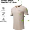 imageJMIERR Mens TShirt Cotton Crewneck Basic Tee Casual Short Sleeve Shirts Active Quick Dry 3 Pack Tops with PocketKhakiBlackLight Grey