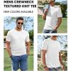 imageJMIERR Mens TShirt Short Sleeve Muscle Textured Knit Crewneck Slim T Shirt Gym Workout Athletic Tee Shirts0 White