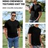 imageJMIERR Mens TShirt Short Sleeve Muscle Textured Knit Crewneck Slim T Shirt Gym Workout Athletic Tee Shirts01 Black