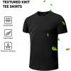 imageJMIERR Mens TShirt Short Sleeve Muscle Textured Knit Crewneck Slim T Shirt Gym Workout Athletic Tee Shirts01 Black