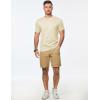 imageJMIERR Mens TShirt Short Sleeve Muscle Textured Knit Crewneck Slim T Shirt Gym Workout Athletic Tee ShirtsA Apricot