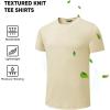 imageJMIERR Mens TShirt Short Sleeve Muscle Textured Knit Crewneck Slim T Shirt Gym Workout Athletic Tee ShirtsA Apricot