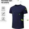 imageJMIERR Mens TShirt Short Sleeve Muscle Textured Knit Crewneck Slim T Shirt Gym Workout Athletic Tee ShirtsA Navy Blue