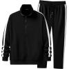 imageJMIERR Mens Track Suits 2 Piece Full Zip Sports Outfits Set Sweatshirt and Joggers SweatpantsBlack