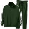 imageJMIERR Mens Track Suits 2 Piece Full Zip Sports Outfits Set Sweatshirt and Joggers SweatpantsGreen