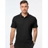 imageJMIERR Mens Waffle Polo Shirts Summer Casual Short Sleeve TShirt Button Up Solid Color Henley ShirtsBlack