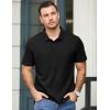 imageJMIERR Mens Waffle Polo Shirts Summer Casual Short Sleeve TShirt Button Up Solid Color Henley ShirtsBlack
