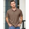 imageJMIERR Mens Waffle Polo Shirts Summer Casual Short Sleeve TShirt Button Up Solid Color Henley ShirtsBrown