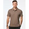 imageJMIERR Mens Waffle Polo Shirts Summer Casual Short Sleeve TShirt Button Up Solid Color Henley ShirtsBrown
