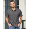 imageJMIERR Mens Waffle Polo Shirts Summer Casual Short Sleeve TShirt Button Up Solid Color Henley ShirtsDark Grey