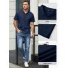 imageJMIERR Mens Waffle Polo Shirts Summer Casual Short Sleeve TShirt Button Up Solid Color Henley ShirtsNavy Blue