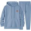 imageJMIERR Mens 2 Piece Jacquard Sweatsuit Outfits Hoodie Sweatshirt ampamp Joggers Sweatpants Set TracksuitLight Blue