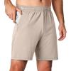 imageJMIERR Mens Athletic Shorts Knit 4 Way Stretch Short with Zipper Pockets Running Workout Sports Gym Lightweight 7quot ShortsKhaki