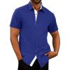 imageJMIERR Mens Casual Button Down Shirts WrinkleFree Short Sleeve Business Dress ShirtBlue