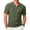 imageJMIERR Mens Casual Polo Shirt Short Sleeve Classic Fit Knit T Shirt Golf Shirts with ZipperA Green