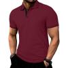 imageJMIERR Mens Casual Polo Shirts Classic Button Basic Short Sleeve Cotton Pique Polo Shirt Stylish Golf TopsRed
