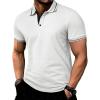 imageJMIERR Mens Casual Polo Shirts Classic Button Basic Short Sleeve Cotton Pique Polo Shirt Stylish Golf TopsWhite