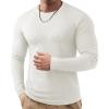 imageJMIERR Mens Long Sleeve Muscle T Shirts Casual Crewneck Knitted Longline Textured Tee Shirts for Gym WorkoutWhite