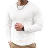 imageJMIERR Mens Muscle Slim Fitted Lightweight T Shirts Ribbed AntiWrinkle Crewneck Gym Workout Long Sleeve0 White