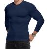 imageJMIERR Mens Muscle Slim Henley Shirt Button VNeck Long Sleeve Gym Workout Athletic T ShirtsNavy Blue