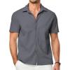 imageJMIERR Mens Seersucker Shirts Short Sleeve Casual Button Down Shirt Beach Summer Vacation Wedding TopsDark Grey