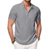 imageJMIERR Mens Short Sleeve Linen Henley Shirts Casual Button Down Shirt Summer Beach Wear with PocketMedium Grey
