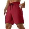 imageJMIERR Mens Sweat Shorts Casual Stretch Elastic Waist Waffle Workout Gym Short 7 inch Inseam Running Short with PocketFiery Red