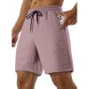imageJMIERR Mens Sweat Shorts Casual Stretch Elastic Waist Waffle Workout Gym Short 7 inch Inseam Running Short with PocketPurple