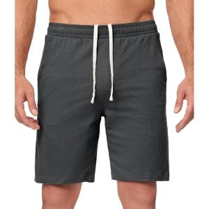 imageJMIERR Mens 100 Cotton Shorts 9quot Casual Elastic Waist Drawstring Lightweight Workout Lounge Beach Jersey Sweat ShortsA Dark Grey