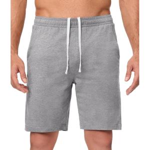imageJMIERR Mens 100 Cotton Shorts 9quot Casual Elastic Waist Drawstring Lightweight Workout Lounge Beach Jersey Sweat ShortsA Grey