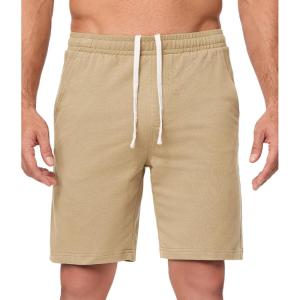 imageJMIERR Mens 100 Cotton Shorts 9quot Casual Elastic Waist Drawstring Lightweight Workout Lounge Beach Jersey Sweat ShortsA Tan