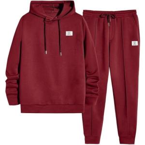 imageJMIERR Mens 2 Piece Outfits Hoodie Sweatshirt Tracksuit ampamp Joggers Sweatpants Sweatsuit SetC Red