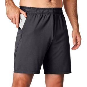 imageJMIERR Mens Athletic Shorts Knit 4 Way Stretch Short with Zipper Pockets Running Workout Sports Gym Lightweight 7quot ShortsDark Grey